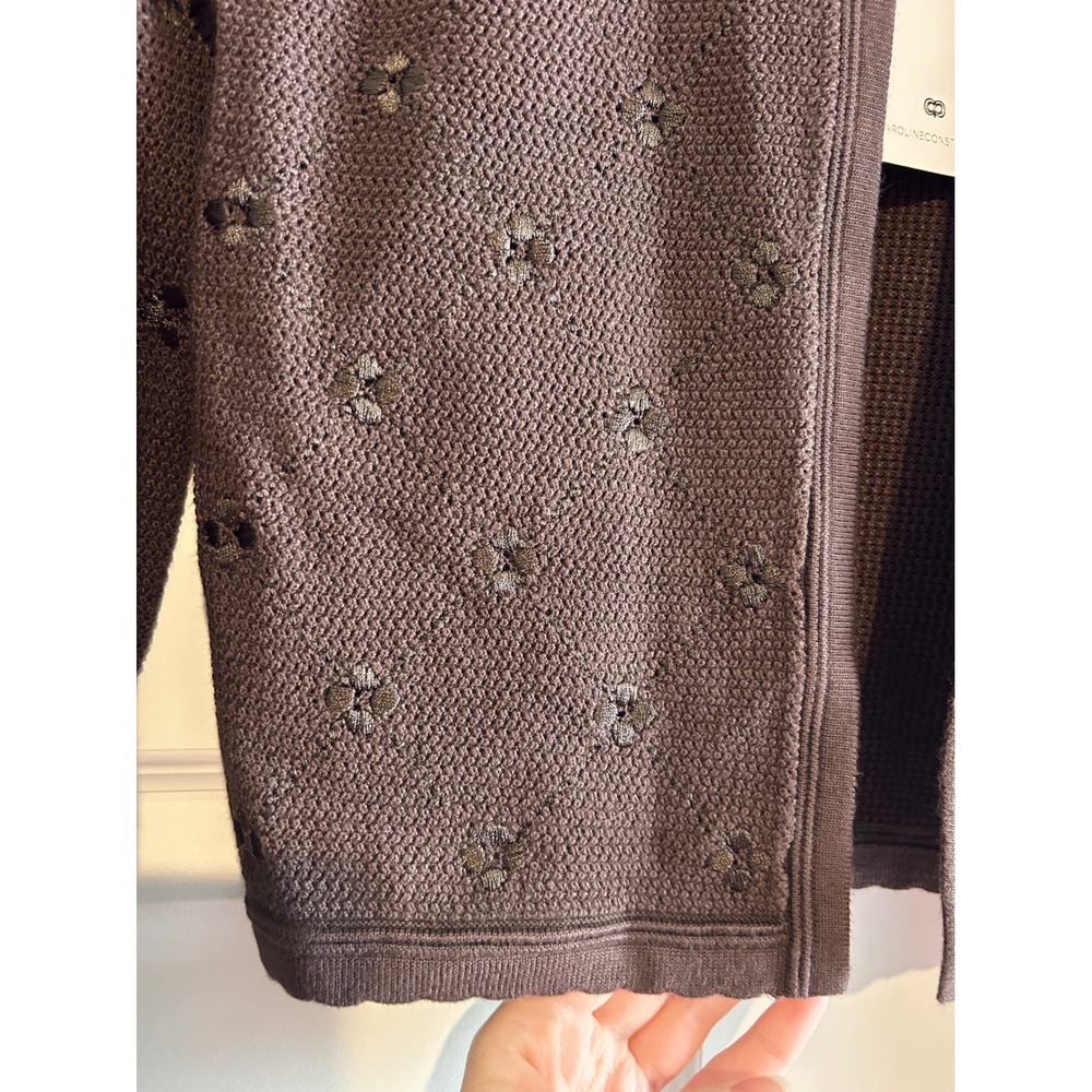 Caroline Constas Brown Pointelle Knit Cardigan and Tube Top Set NWT - Picture 3 of 4